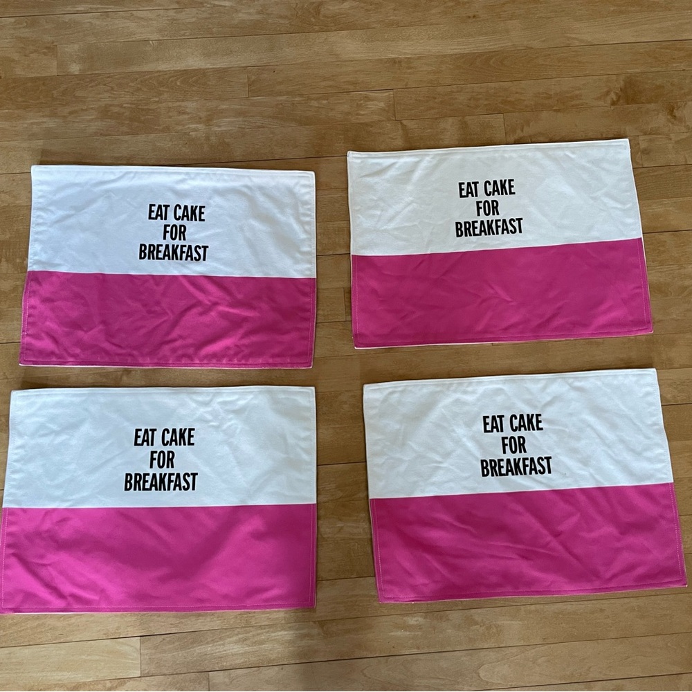 [Kate Spade] Eat Cake for Breakfast Chic Pink and White Placemat Set - Set of 4